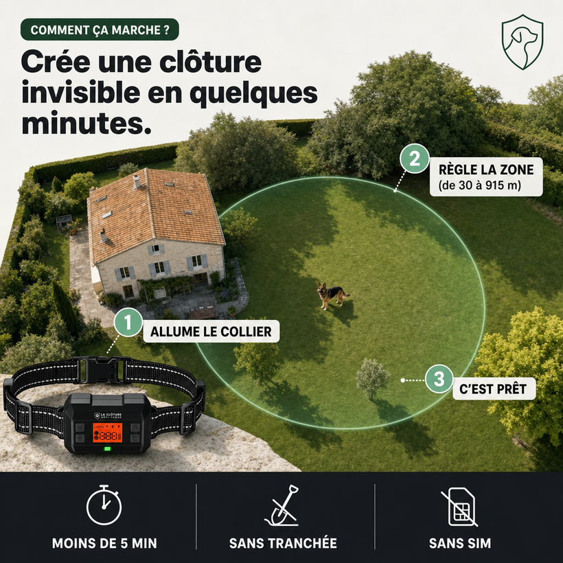GeoGuard, clôture anti-fugue GPS sans fil ni abonnement PERROWALL : comment ça marche