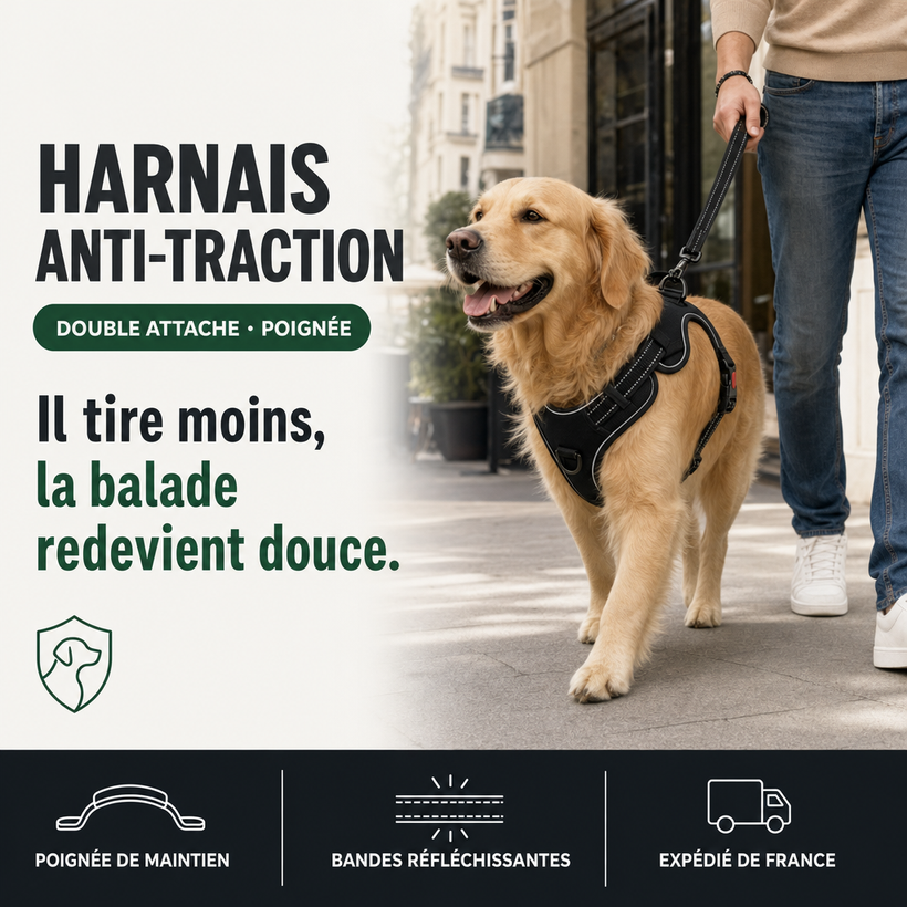 Harnais anti-traction chien, confort et contrôle PERROWALL : le bénéfice essentiel