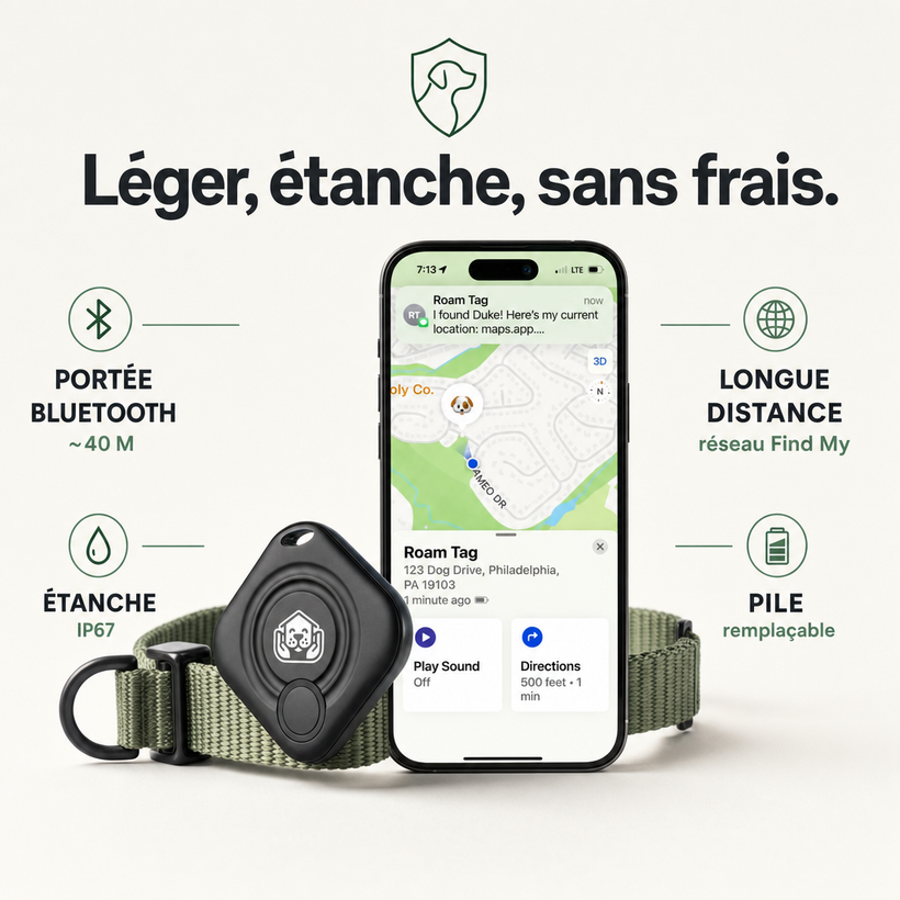 SafeTrack, traceur Apple Find My pour chien et chat PERROWALL : caractéristiques clés