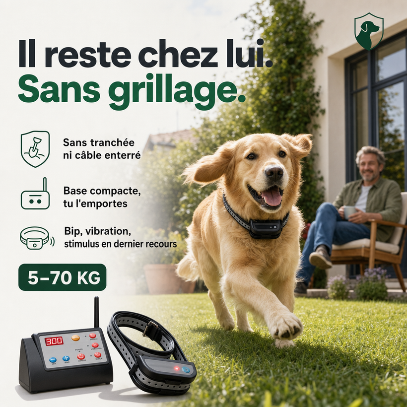 SafeZone Eco-Choice, anti-fugue sans-fil reconditionné PERROWALL : en situation réelle