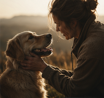 Un maître et son chien, complices