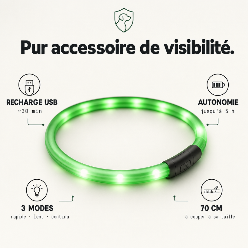 Collier lumineux LED rechargeable PERROWALL : caractéristiques clés
