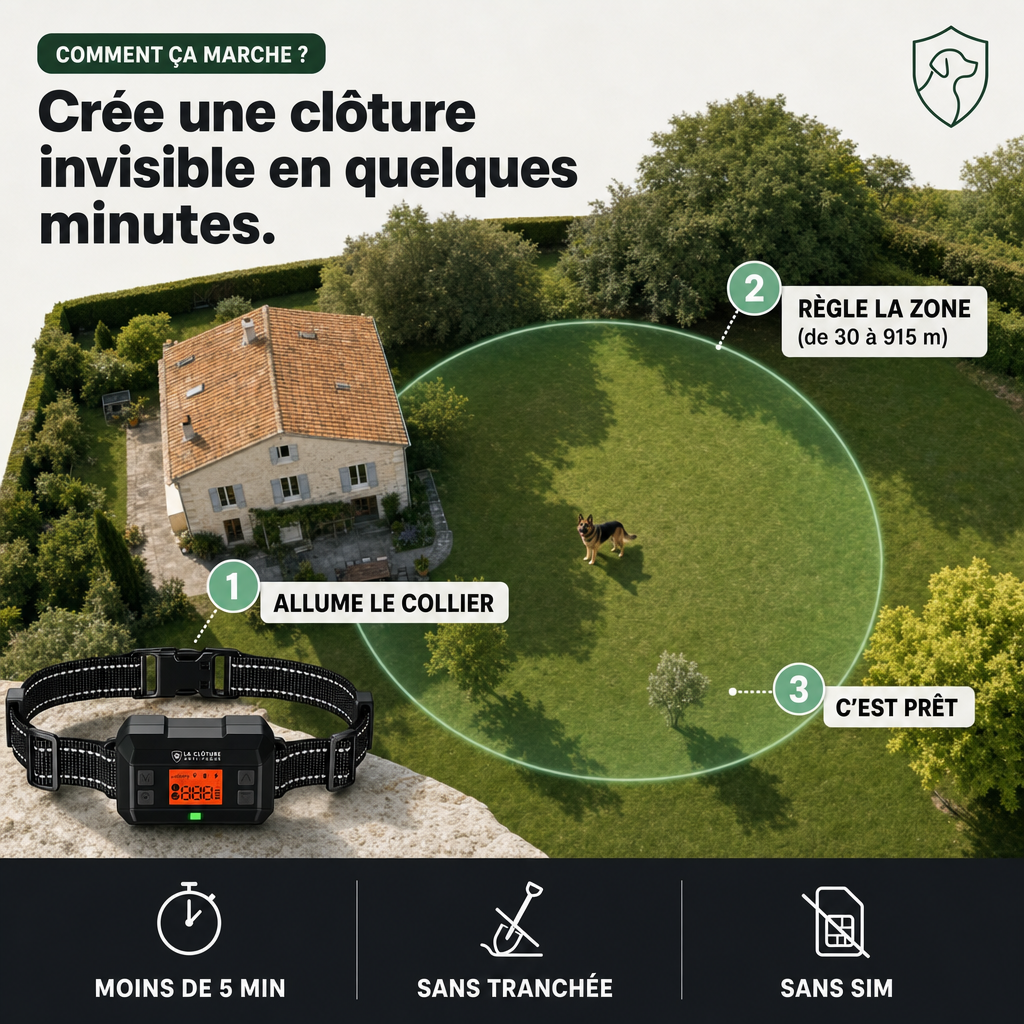 GeoGuard, clôture anti-fugue GPS sans fil ni abonnement PERROWALL : comment ça marche