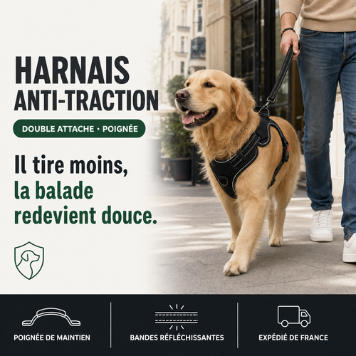 Harnais anti-traction chien, confort et contrôle PERROWALL : le bénéfice essentiel