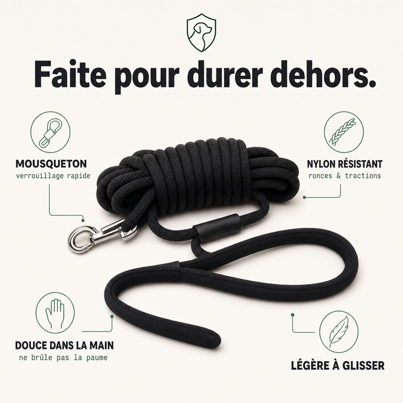 Laisse de travail longe chien, rappel en liberté PERROWALL : caractéristiques clés