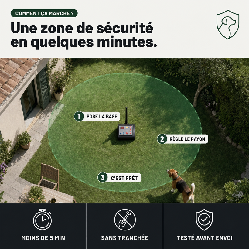 SafeZone Eco-Choice, anti-fugue sans-fil reconditionné PERROWALL : comment ça marche