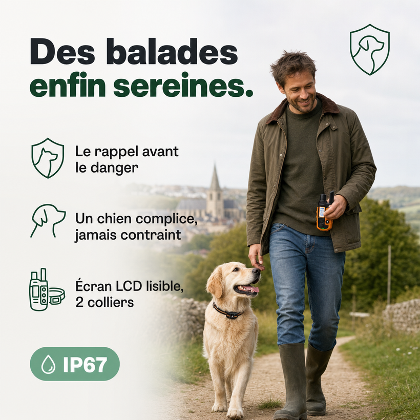 Collier de dressage SecureTouch longue portée — en situation